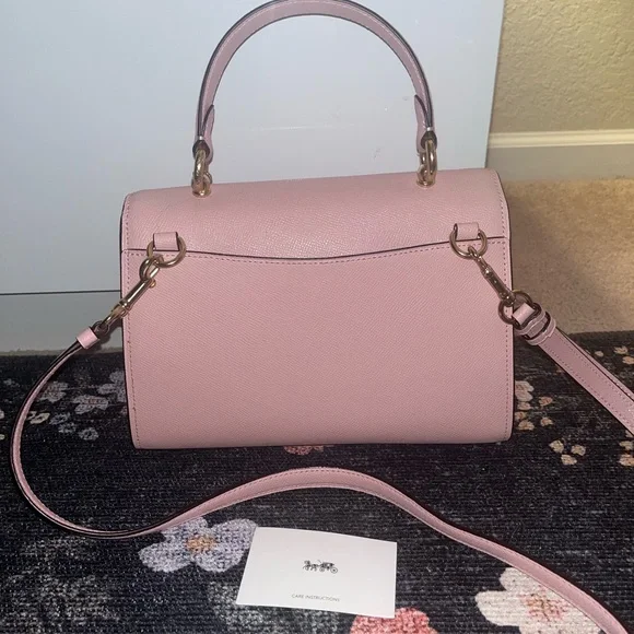 Coach Pink Satchel with Gold Turnlock and Top Handle - Picture 3 of 6